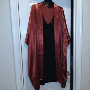 Forever 21 short sleeve silk cardigan and black dress size 3X